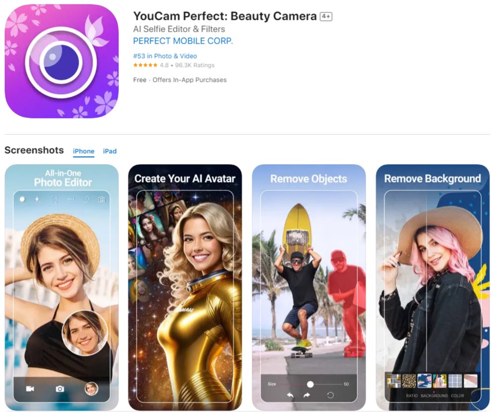 YouCam Perfect App Store